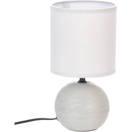Lampe boule en céramique strié à poser "Timeo" - Gris clair - H 25 x D 13 cm