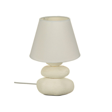 Lampe 3 galets en céramique à poser "Strie" - Blanc - H 30 x D 16,5 cm