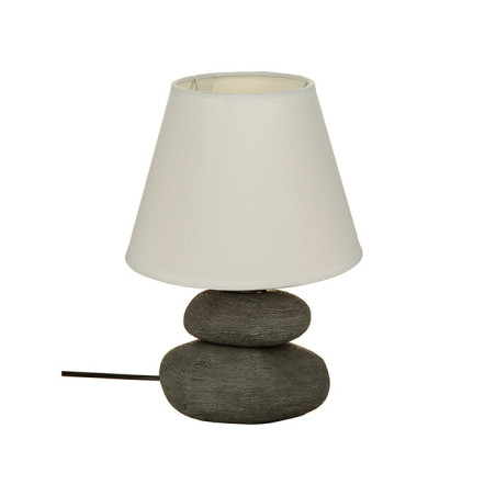 Lampe 3 galets en céramique à poser "Strie" - Gris/blanc - H 30 x D 16,5 cm