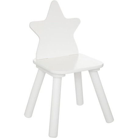 Chaise enfant étoile en bois de pin - Blanc - L 31 x P 24,5 x H 49,5