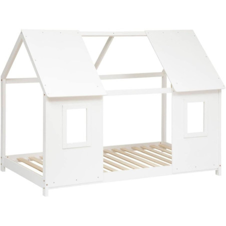 Lit cabane enfant en bois de pin - Blanc - 90 x 190 cm