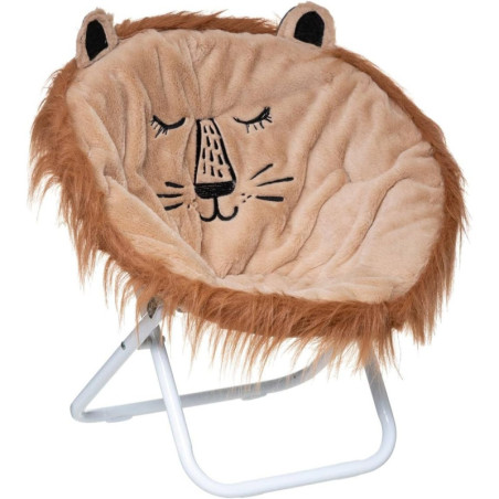 Fauteuil pliable enfant lion - Marron - L 40,5 x P 23,5 x H 51 cm