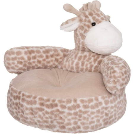 Fauteuil enfant peluche girafe - Marron - L 48 x P 42 x H 45 cm