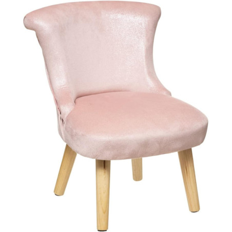 Fauteuil crapaud enfant en effet velours "Glitter" - Rose - L 42 x P 39 x H 52 cm