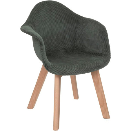 Chaise enfant en velours "Lena" - Vert kaki - L 43 x P 40,5 x H 56 cm