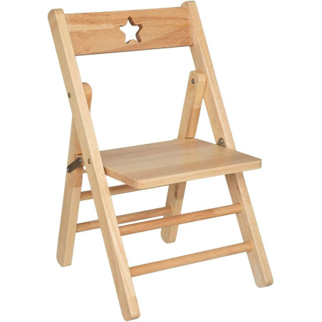 Chaise pliante enfant étoile en bois d'Hévéa - Beige - L 33,5 x P 31 x H 52 cm