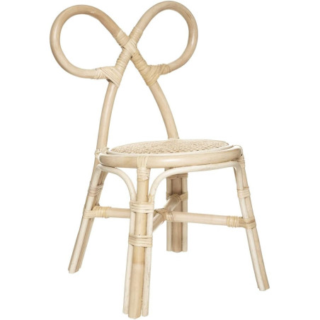 Chaise enfant en rotin et cannage "Boucle" - Beige - L 36 x P 32 x H 60 cm