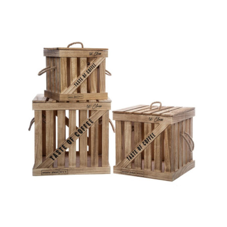 Set de 3 cages de rangement en bois "Denys" - Beige - L 36 x l 36 x H 35 cm