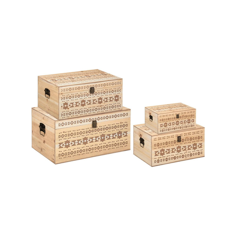 Set de 4 malles de rangement Haci - Beige - L 58 x l 38 x H 32 cm