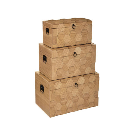 Set de 3 malles de rangement "Arty" - Beige - L 58 x l 39,5 x H 38,5 cm