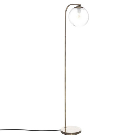 Lampadaire droit en métal avec abat-jour sphèrique - Doré - H 153 cm