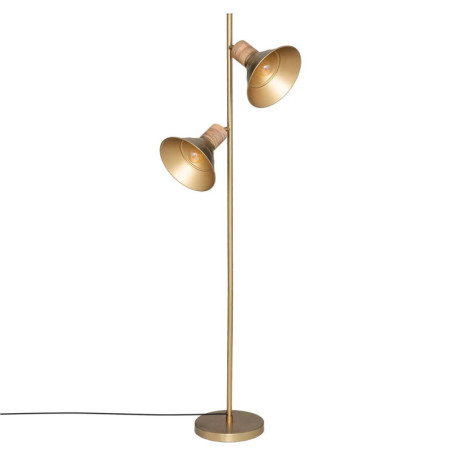 Lampadaire 2 têtes en métal et marbre "Bota" - Doré - H 151 cm