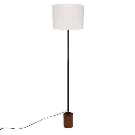 Lampadaire droit en bois et coton "Aurea" - Blanc et Marron - H 147 cm