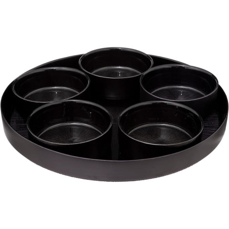 Set apéritif en céramique "Astra" avec plateau et 5 bols - Noir - D 34 cm