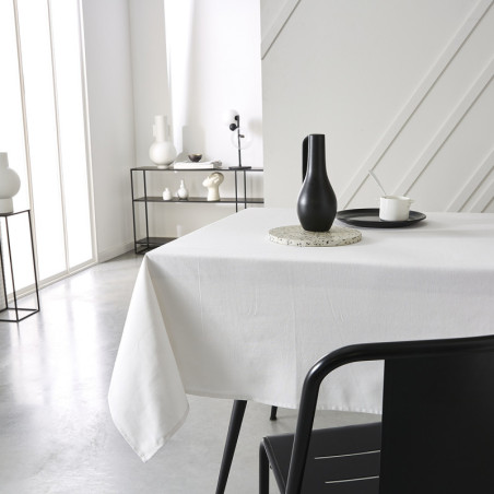 Nappe teflon rectangle "Prestige" en coton - Blanc - 150 x 300 cm