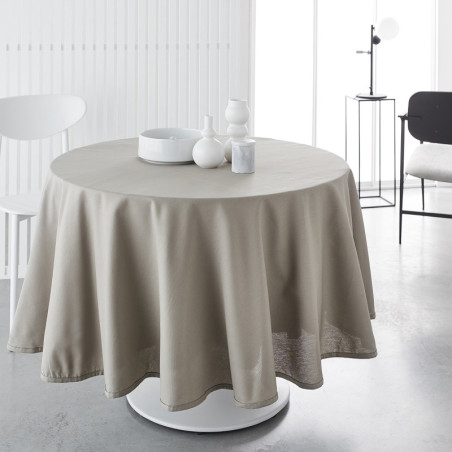 Nappe teflon ronde en coton "Prestige" - Beige - D 180 cm