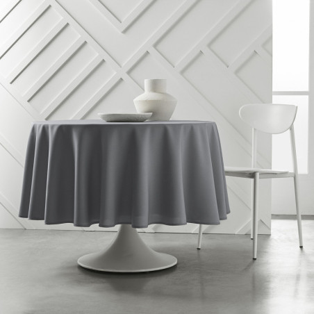 Nappe ronde en tissu "Essential" - Gris acier - D 180 cm