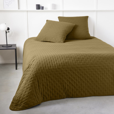 Couvre lit + 2 taies d'oreillers "Essential" à motifs embossés - Bronze - 240 x 260 cm