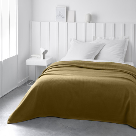 Couvre lit pour 2 personnes "Essential" en coton nid d'abeille - Bronze - 220 x 240 cm