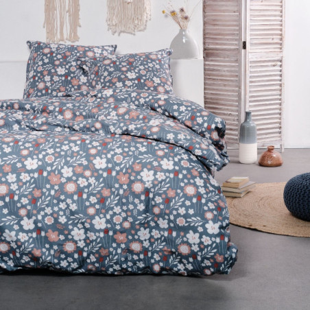 Parure de lit double réversible "Sunshine" en coton imprimé de petites fleurs - Multicolore - 240 x 260 cm