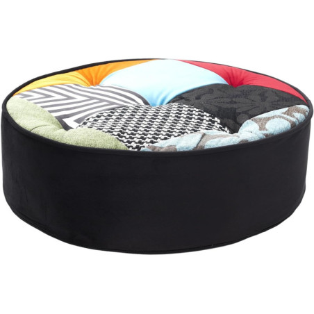 Coussin de sol rond à motifs patchwork - Multicolore - D 52 x H 16 cm