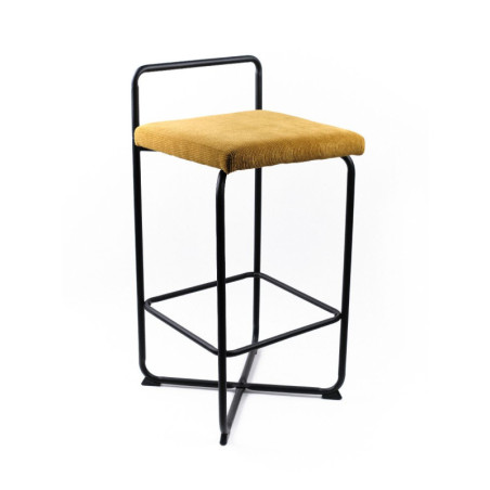 Tabouret de Bar "Cosy" en velours et métal - Bronze - L 40 x P 40 x H 85,5 cm