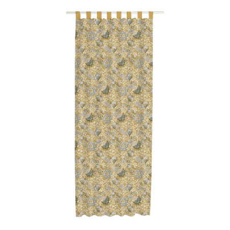Rideau à 8 oeillets "Indian Flowers" en coton imprimé floral - Jaune - 140 x 240 cm