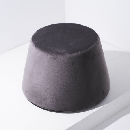 Pouf cylindrique en velours "Cocoon" - Gris fusain - L 31.5 x l 34 x H 46.5 cm