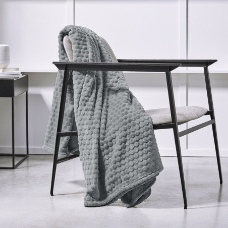Plaid en velours ras "Essential" - Gris clair - l 150 x L 200 cm