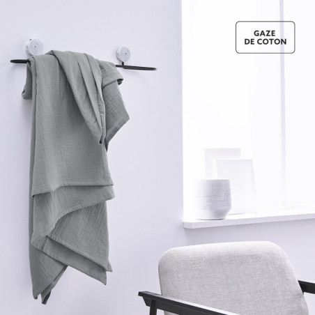 Plaid en gaze de coton "Essential" - Gris clair - l 150 x L 200 cm