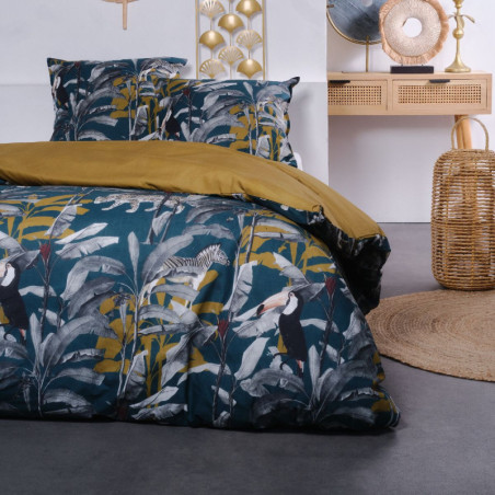Parure de lit double imprimé tropical "Sunshine" - Multicolore - 220 x 240 cm