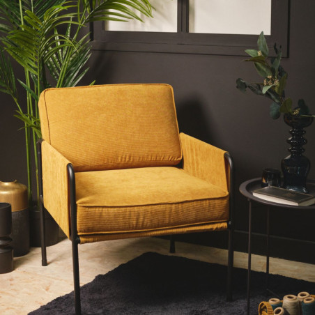 Fauteuil "Cosy" - Jaune - L 74 x P 66,5 x H 79 cm