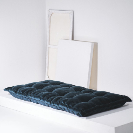 Matelas de sol effet velours "Cocoon" - Bleu paon - l 60 x L 120 cm