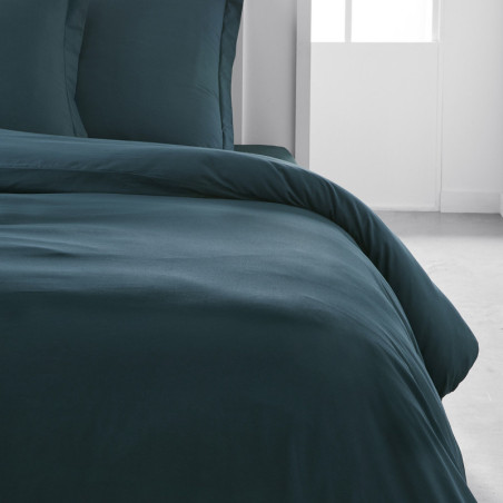 Housse de Couette lit double en coton "Essential" - Bleu paon - 240 x 260 cm