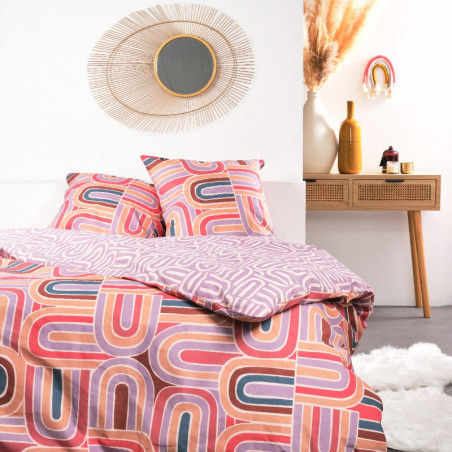 Parure de lit double à imprimé arrondi "Sunshine" - Multicolore - 240 x 260 cm