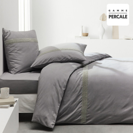 Parure de lit double "Prestige" - Gris Acier - 220 x 240 cm
