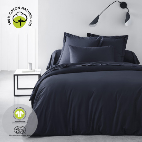 Housse de Couette lit double en coton - Bleu marine - 220 x 240 cm