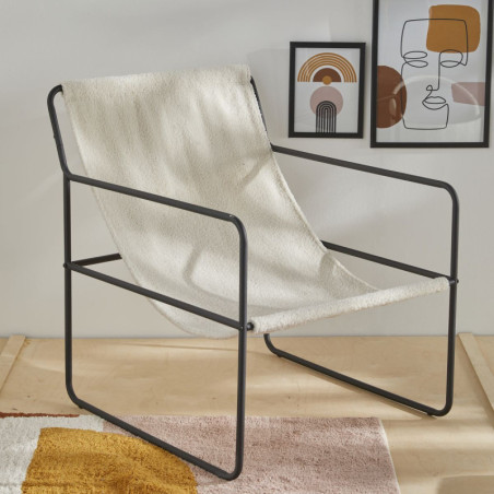 Chilienne "Retro mood" en tissu - Blanc - L 76 x P 63 x H 77 cm