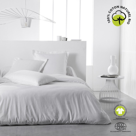 Housse de Couette pour lit double "Organic" en coton bio - Blanc - 220 x 240 cm