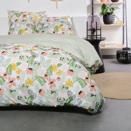 Parure de lit double "Sunshine" en coton imprimé fleurs de prairie - Multicolore - 220 x 240 cm