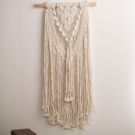 Dream Catcher "Indies" macramé en coton - Beige - H 75 x L 40 cm