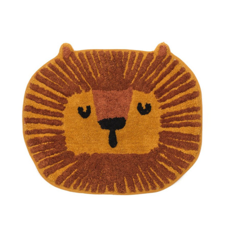 Tapis en forme de tête de lion en coton - Orange - 50 x 60 cm