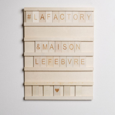 Boîte à messages "Simplicity" avec 56 lettres en bois - Beige - L 40 x l 30 x H 0,6 cm