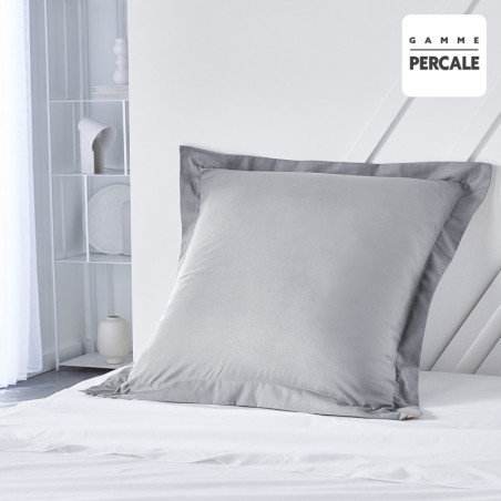 Taie d\'oreiller carrée en Percale en coton "Prestige" - Gris acier - 63 x 63 cm