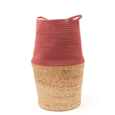 Panier rond "Cosy" en coton et jacinthe - Terracotta - D 30 x H 50 cm