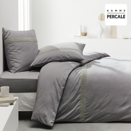 Parure de lit double "Prestige" - Gris Acier - 240 x 260 cm