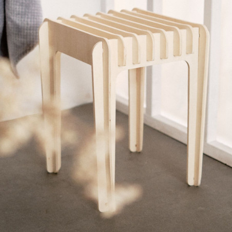 Tabouret carré "Simplicity" en bois - Beige - L 35 x P 35 x H 45 cm