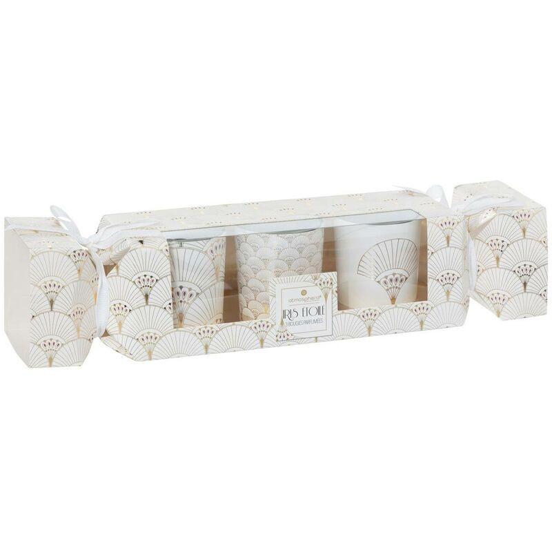 Lot de 3 bougie parfumées et décorées en crackers - 45 gr - D 5 x H 6 cm