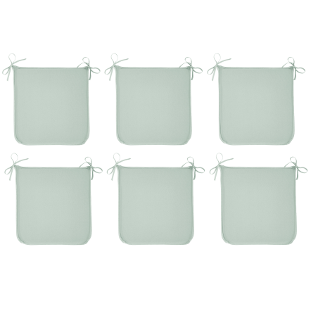 Lot de 6 galettes de chaises "Essential" - Vert céladon - 38 x 38 cm