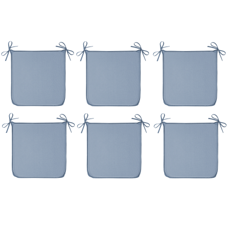 Lot de 6 galettes de chaises "Essential" - Bleu denim - 38 x 38 cm